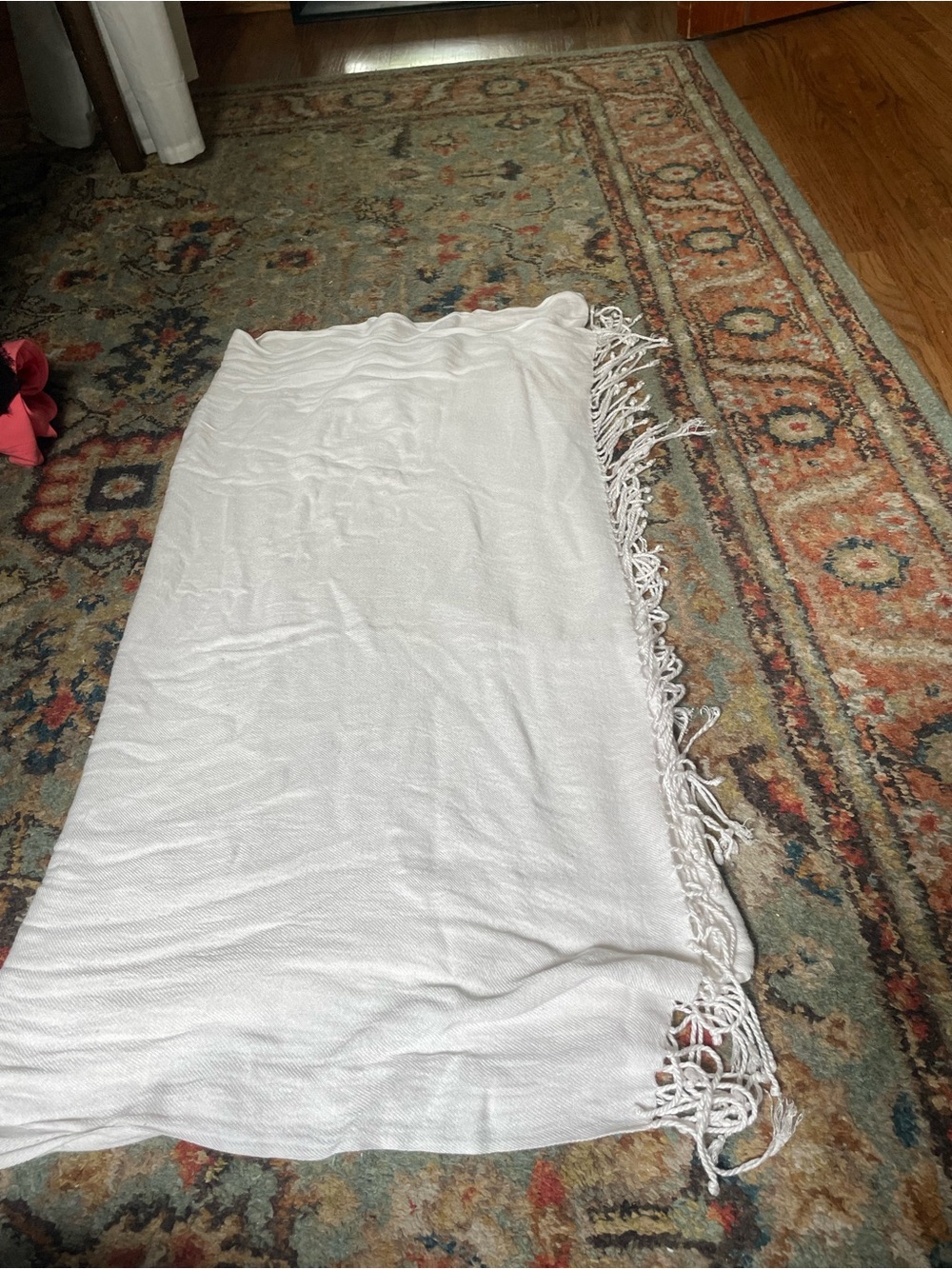 Large White Fringe Scarf